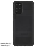 Black protective case for Galaxy S20+ with raised camera bezel, textured grip panels, and reinforced corners.