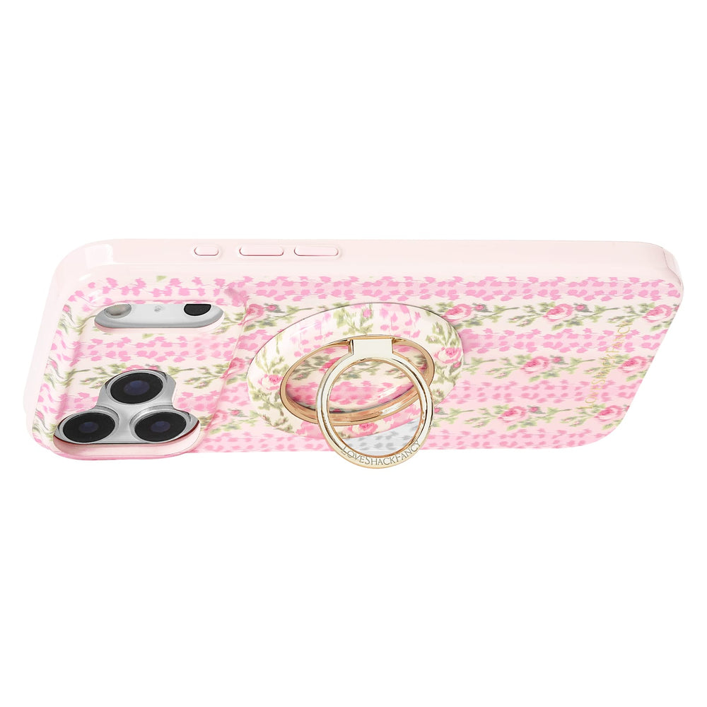 Phone case with floral design and ring holder on a white background
#color_blooming heirloom
