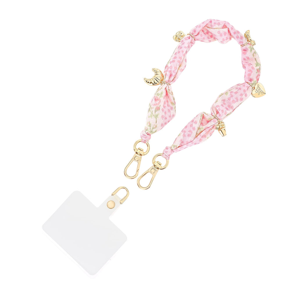 Pink floral lanyard with gold accents on a white background
#color_blooming heirloom