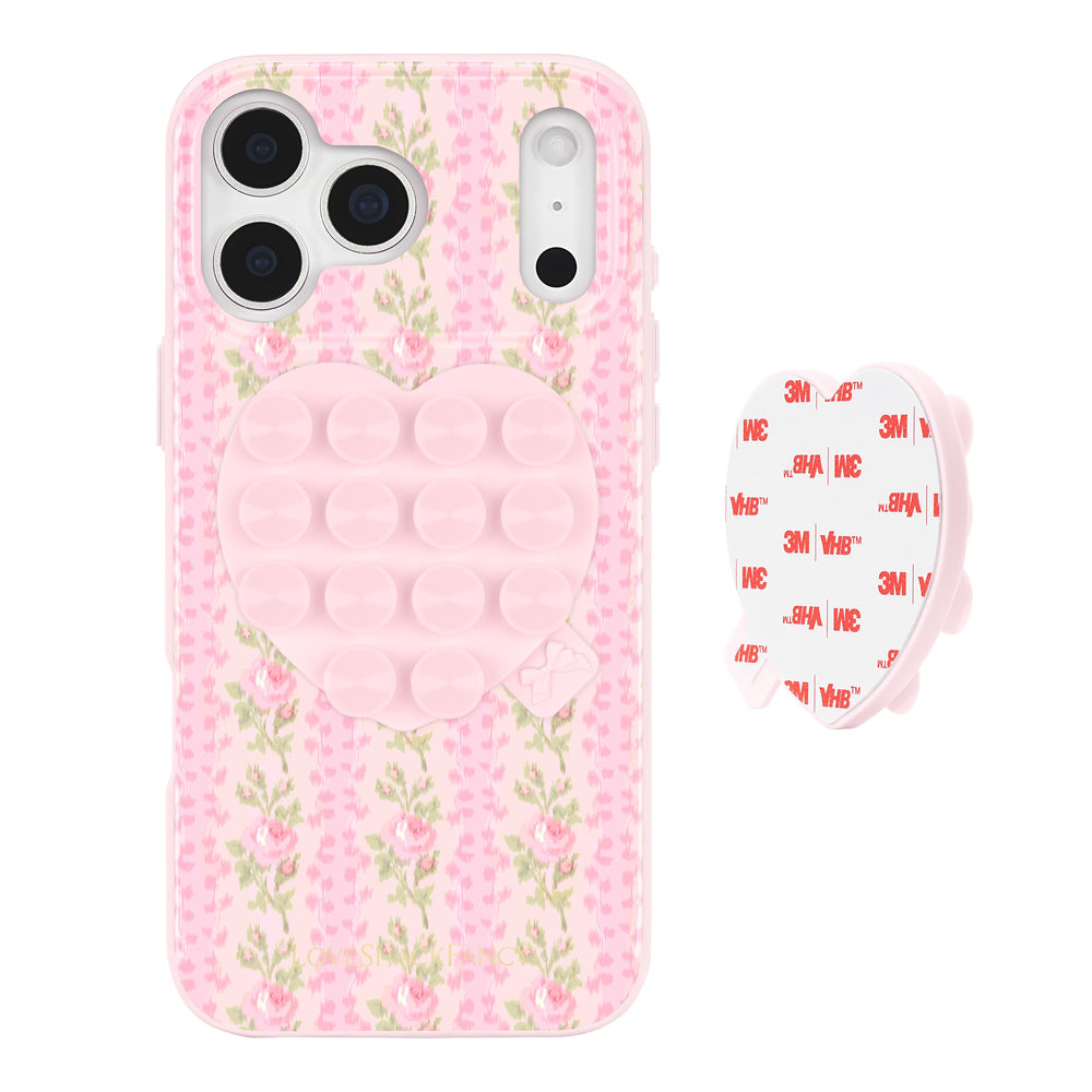 Pink floral phone case with a small pink heart on a white background
#color_pink