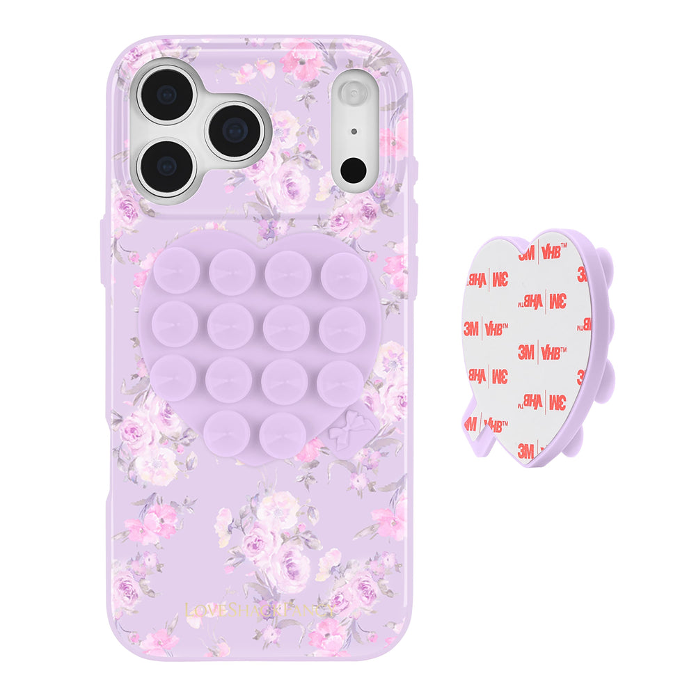 Floral patterned phone case with bubble texture and removal stickers on a white background
#color_purple