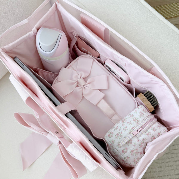Tote organizer full of items inside jelly tote
#color_ballet pink