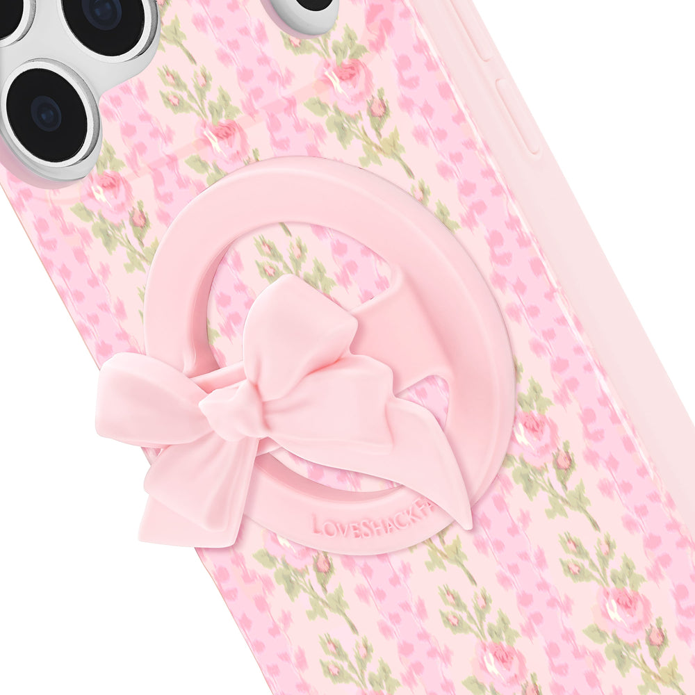 Phone case with floral design and pink bow on a white background
#color_pink