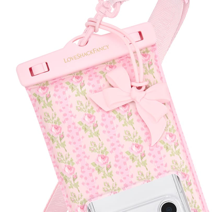 Floral phone case with pink bow and 'LOVE Shack FANCY' branding on a white background
#color_blooming heirloom