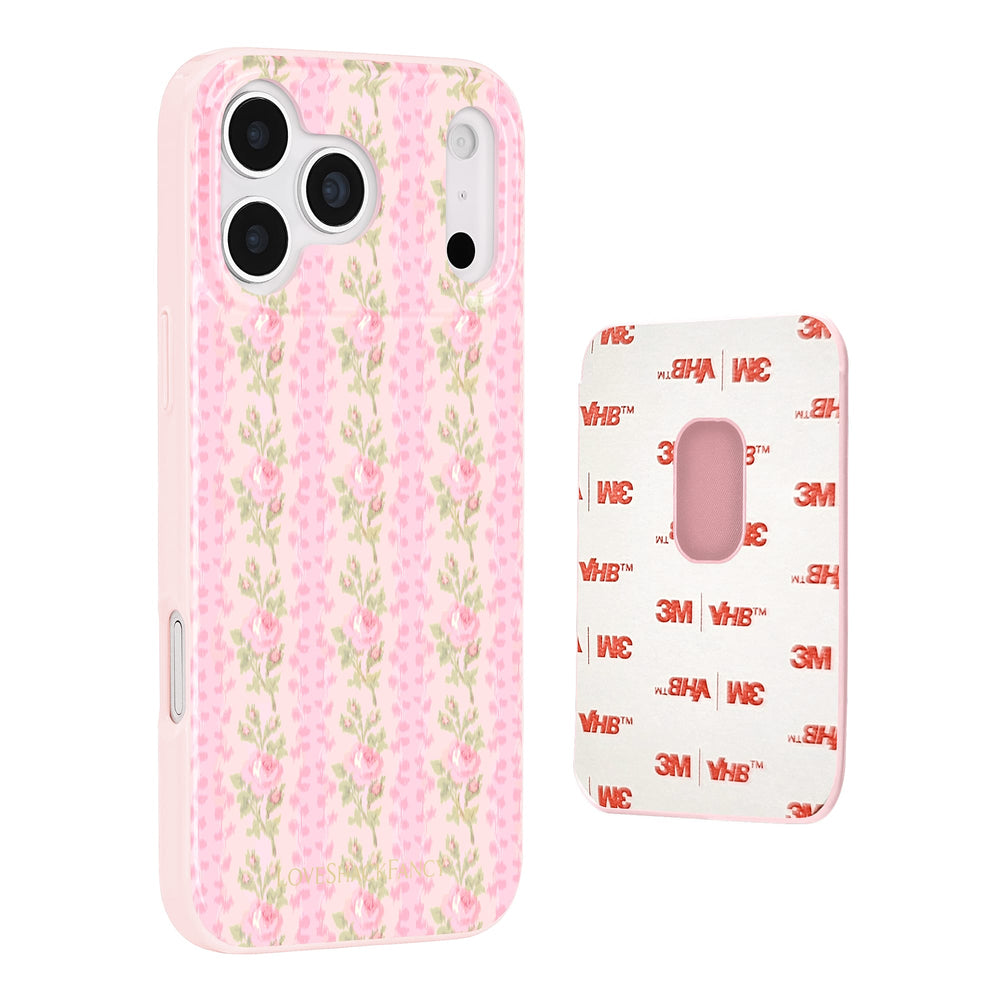 Phone case with floral design and another with 3M adhesive tape labels on a white background
#color_pink