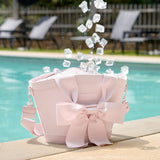 Mini Jelly Cooler Tote (7L) by the pool with ice dropping into the cooler from above