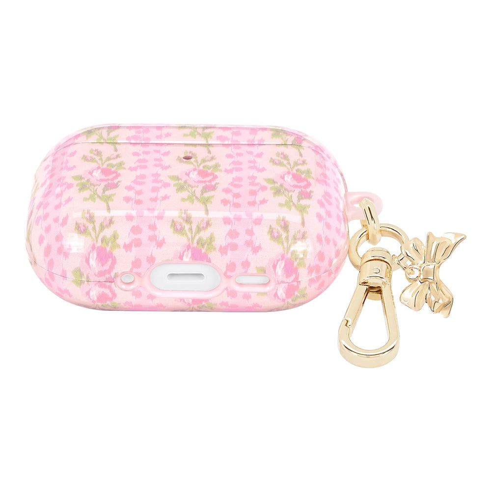 Pink floral case with gold keychain on a white background
#color_blooming heirloom
