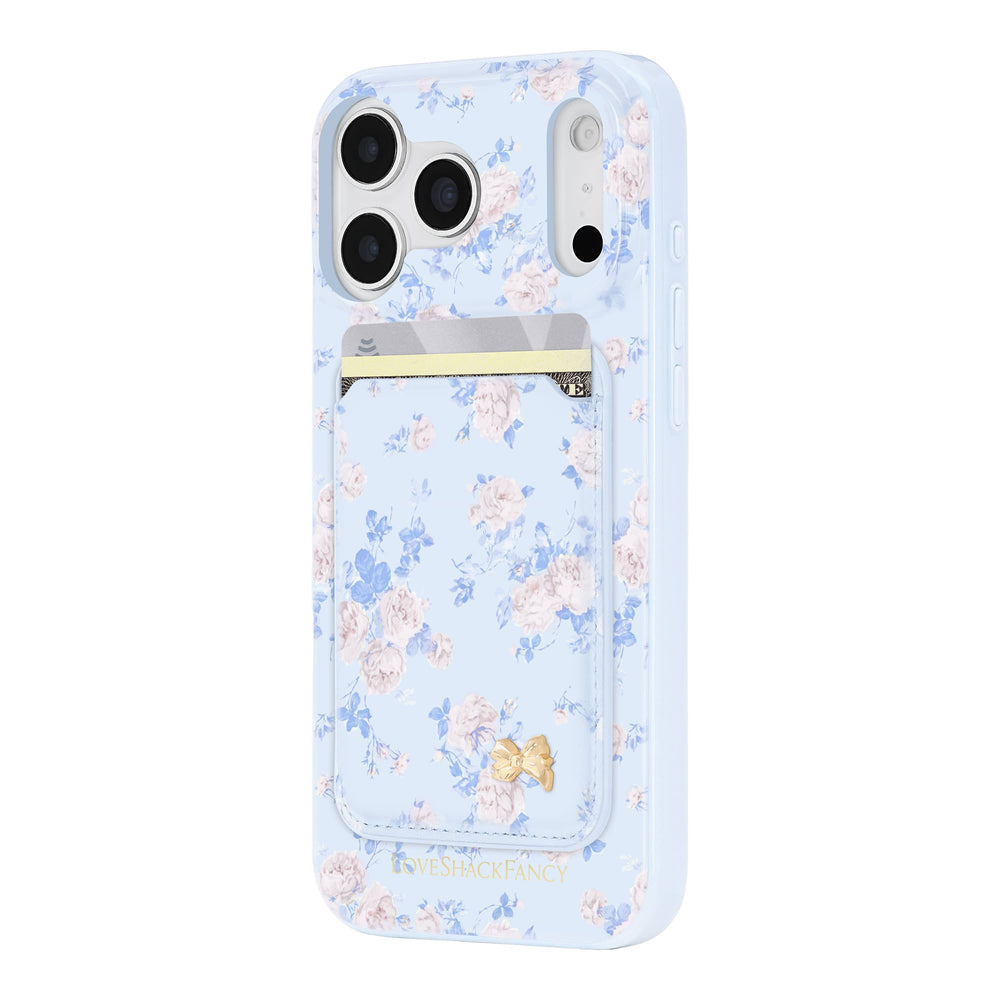 Floral patterned phone case with a card holder on a white background
#color_everblooming rosettes