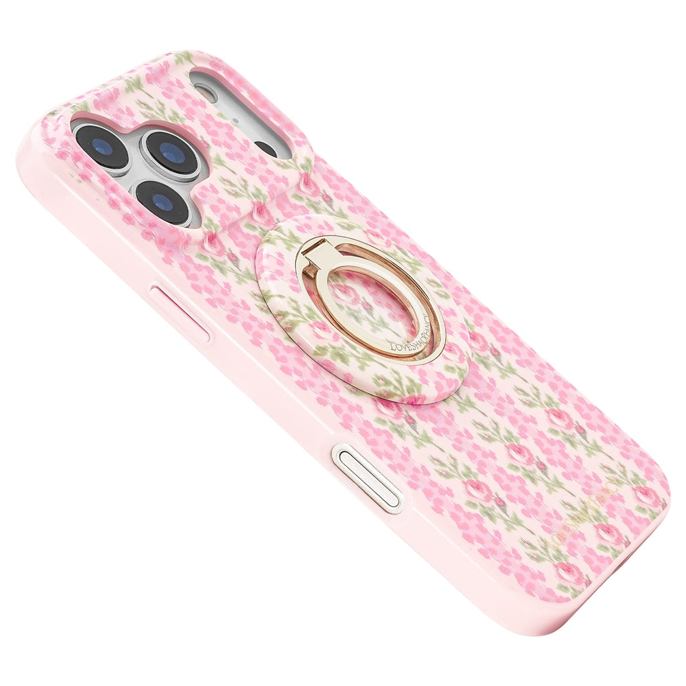 Phone case with floral pattern and ring holder on a white background
#color_blooming heirloom