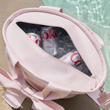 Cooler by the pool. Top view shot to see inside the cooler with ice and cold sodas 
