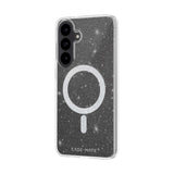 A clear phone case with a black glittery interior featuring a white magnifying glass design and the CASE-MATE brand name, shown on a white background.

#color_sheer twinkle silver