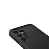 A close-up of a black protective phone case showing the camera cutout, textured grip panel, and side button details against a plain white background.
#color_protector black
