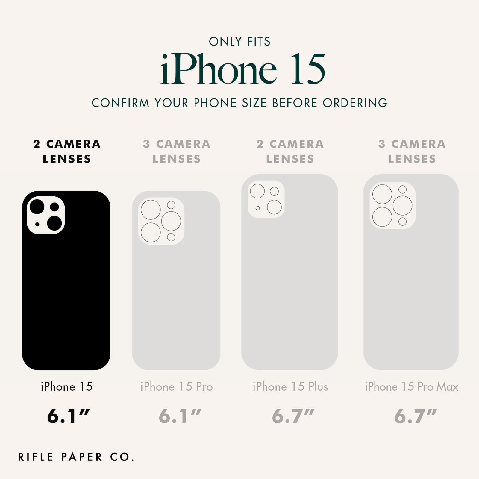 ONLY FITS IPHONE 15. CONFIRM YOUR PHONE SIZE BEFORE ORDERING.