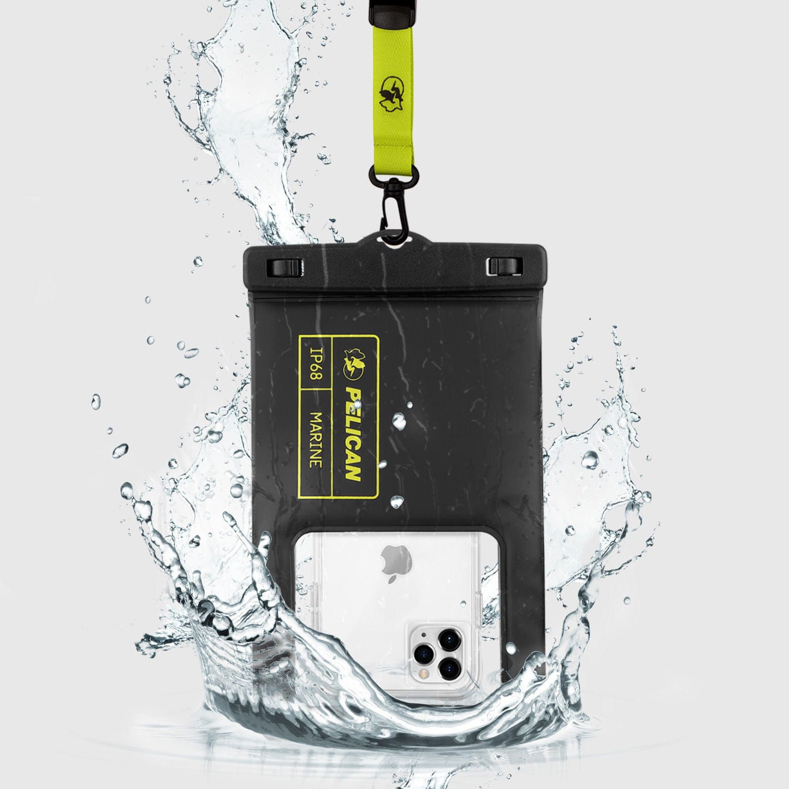 Pelican Marine Waterproof Floating Pouch XL (Black/ Hi Vis Yellow) - Phone Pouch