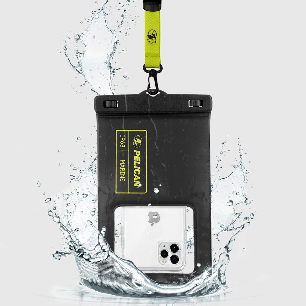 Pelican Marine Waterproof Floating Pouch XL (Black/ Hi Vis Yellow) - Phone Pouch