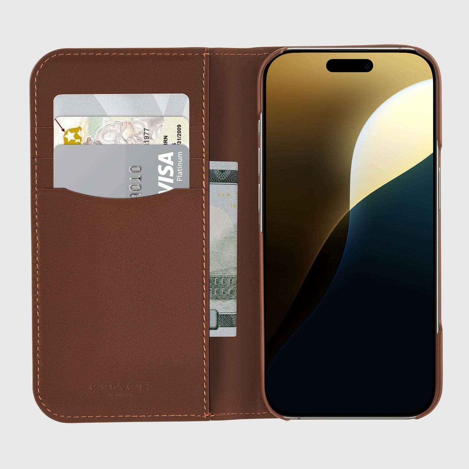 Coach Leather Folio Hazelnut - iPhone 16