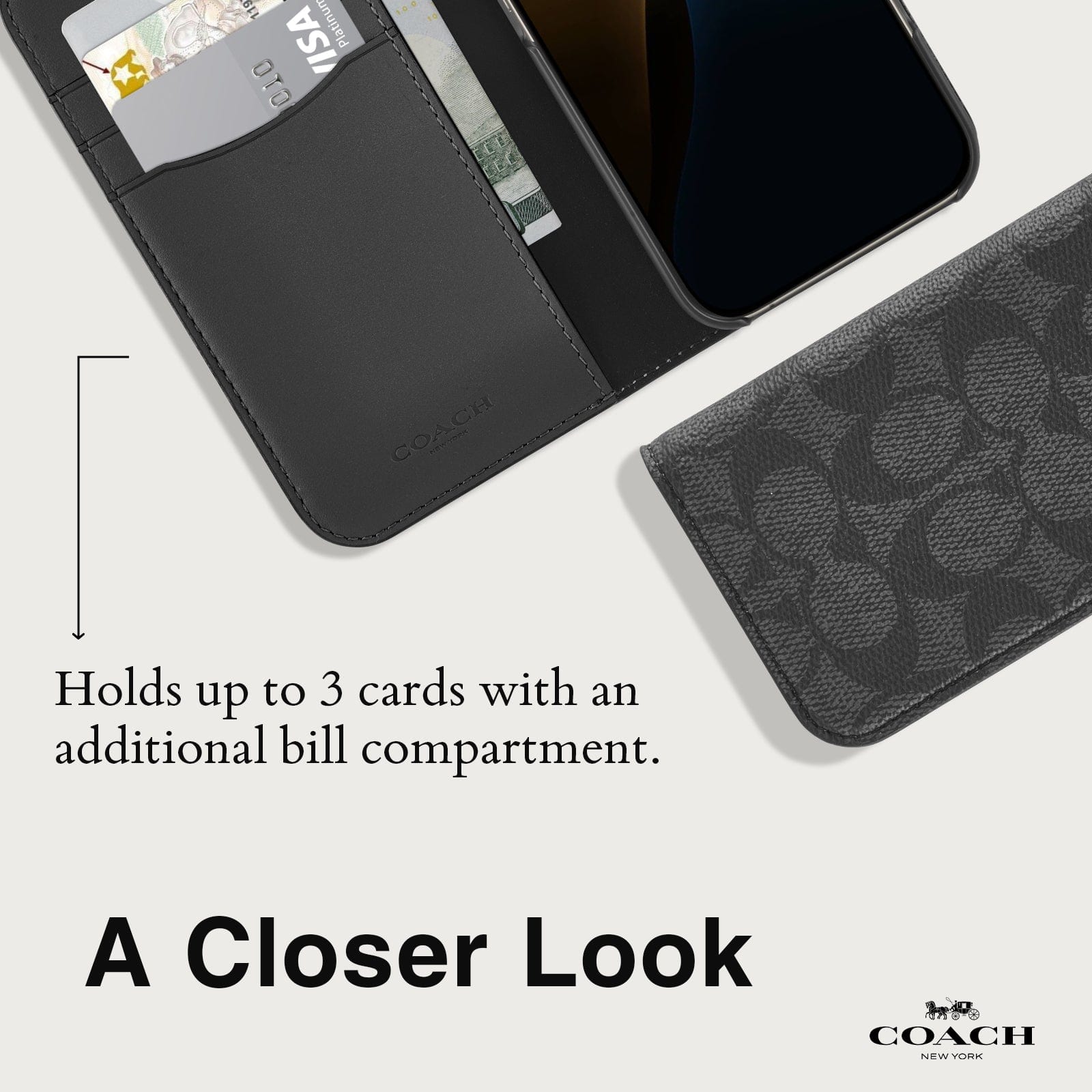 き*ん様 COACH iPhone 16 Pro Folio Case Coach Folio Signature Tan - iPhone 16 Pro