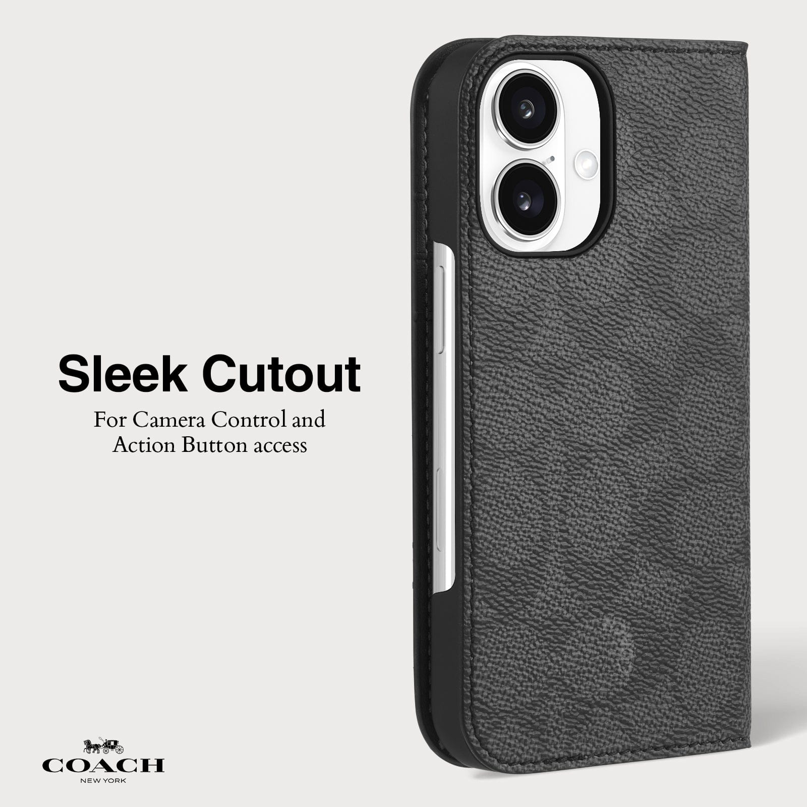 Coach Folio Signature Charcoal - iPhone 16