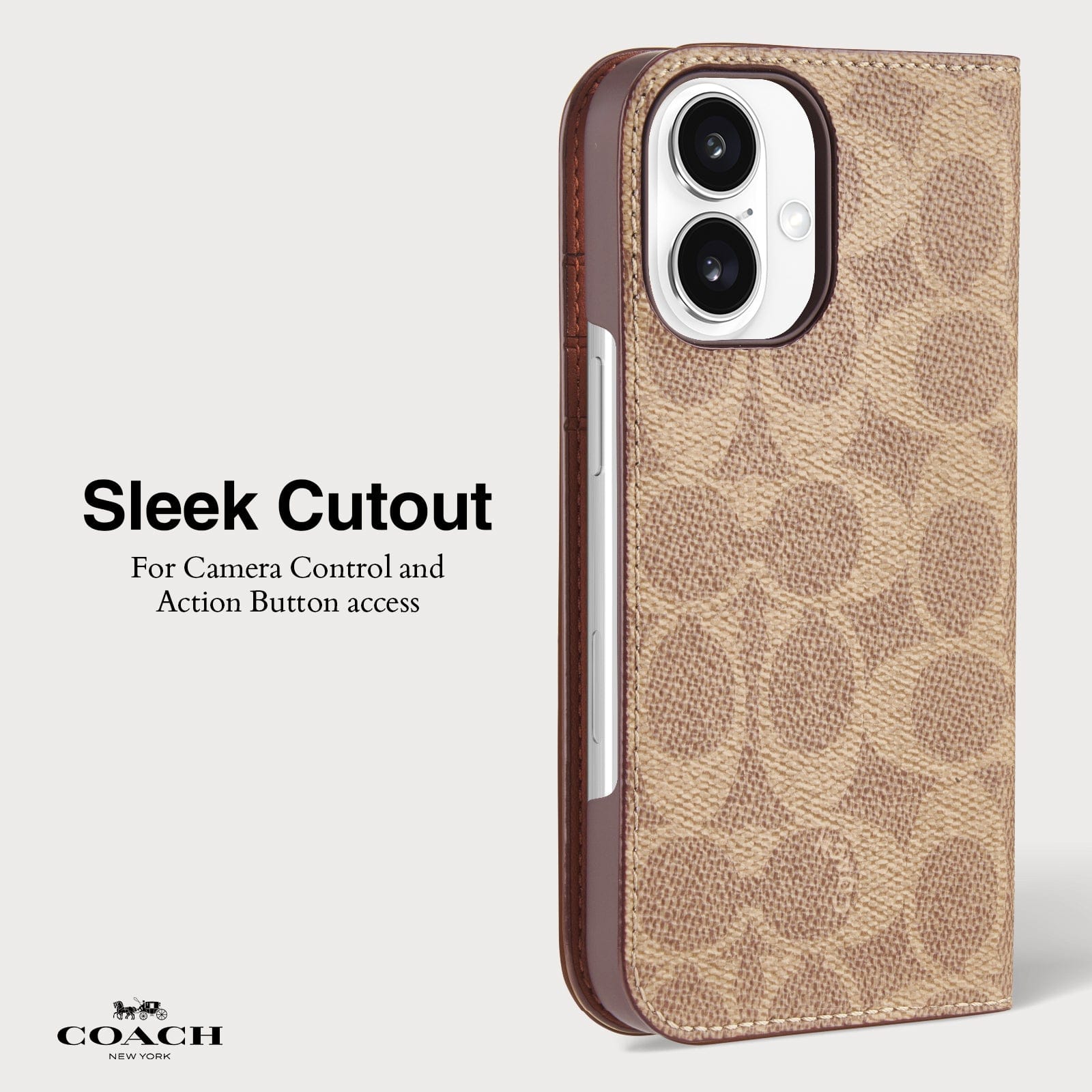 SLEEK CUTOUT FOR CAMERA CONTROL AND ACTION BUTTON ACCESS 