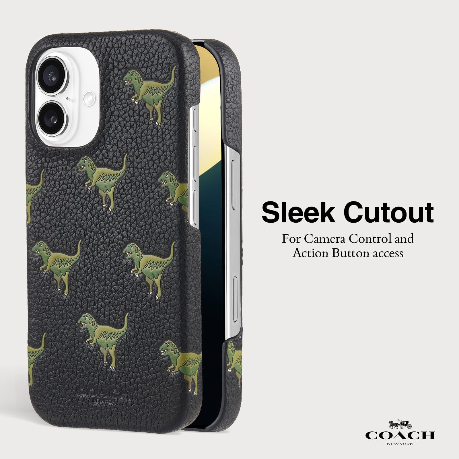 SLEEK CUTOUT FOR CAMERA CONTROL AND ACTION BUTTON ACCESS 