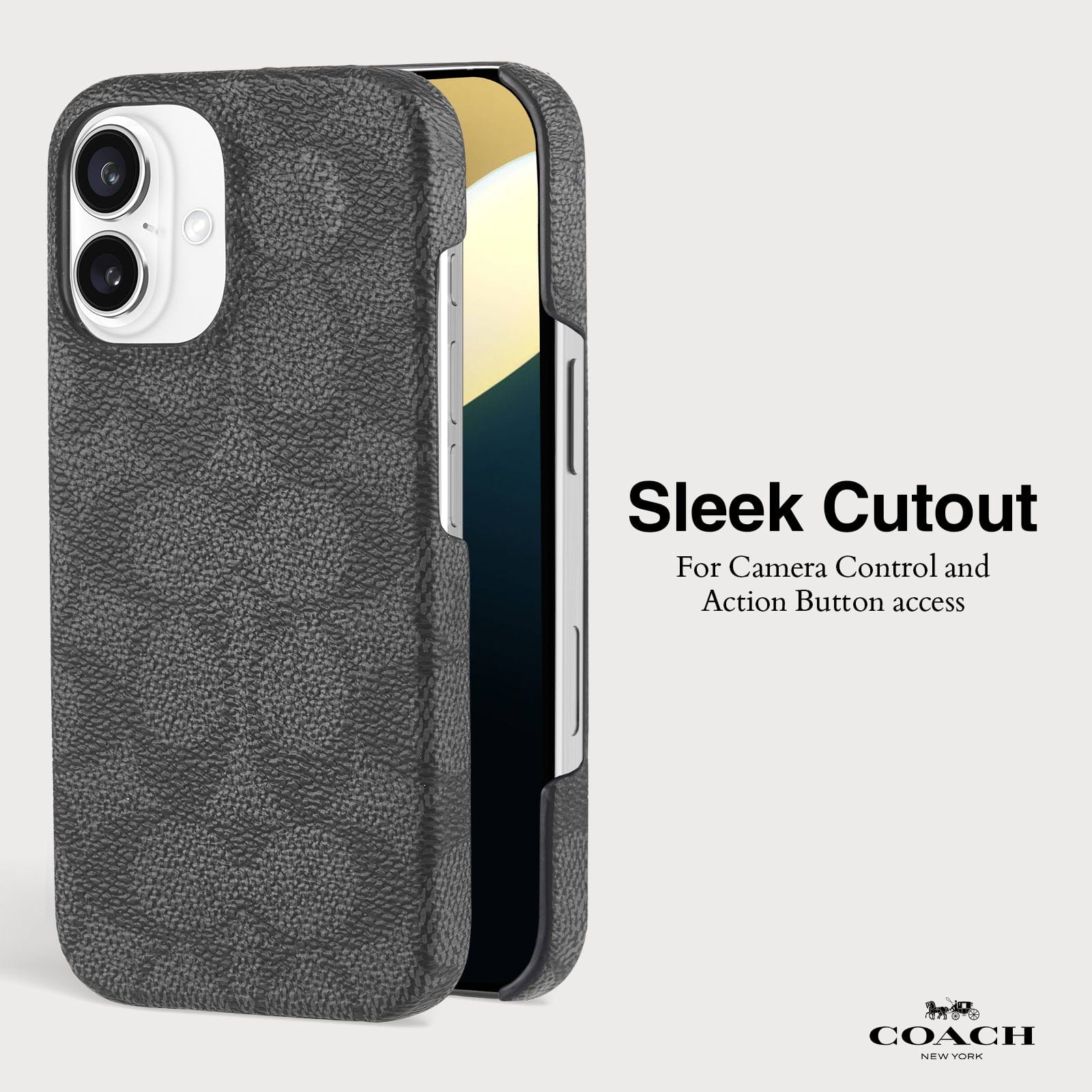 SLEEK CUTOUT FOR CAMERA CONTROL AND ACTION BUTTON ACCESS 