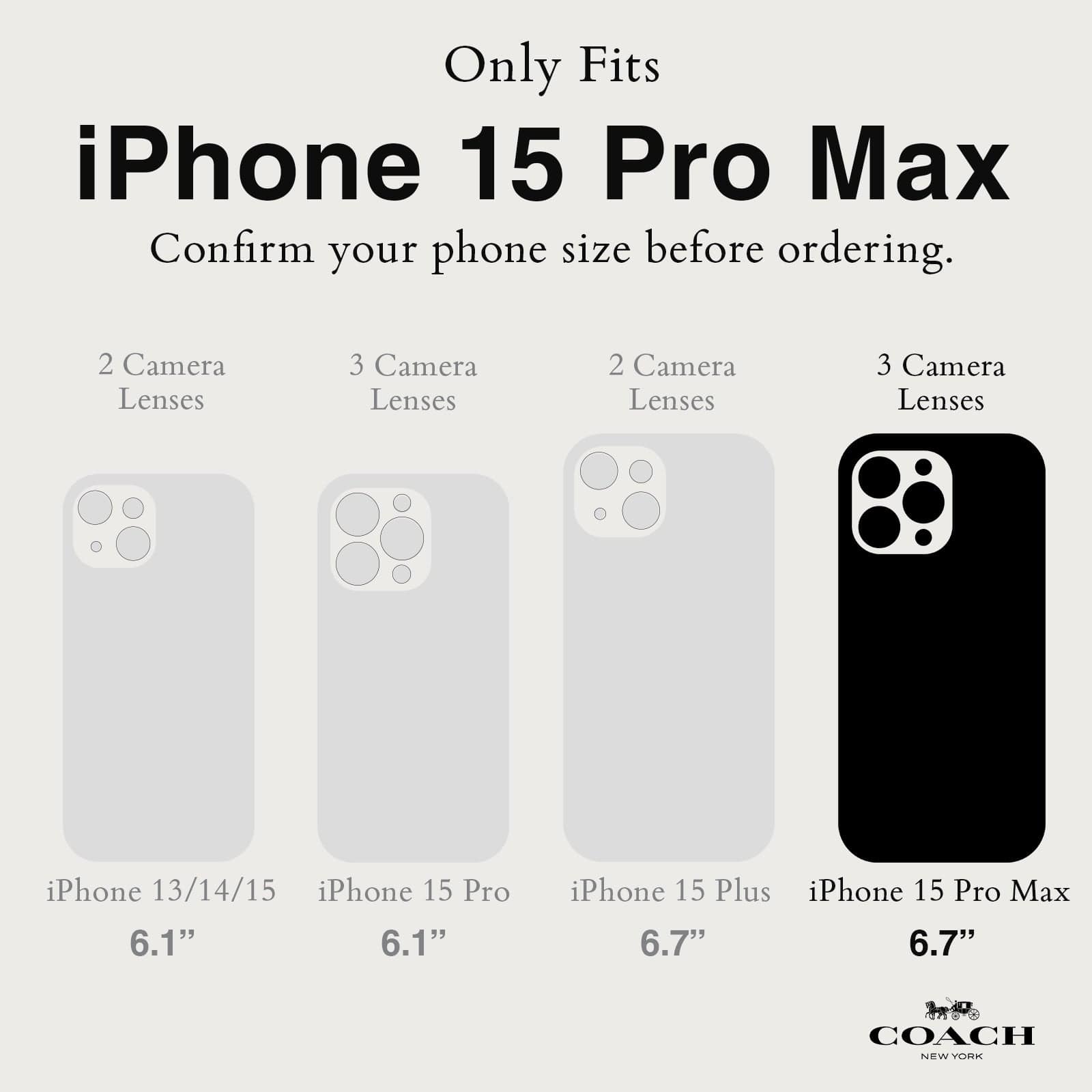 ONLY FITS IPHONE 15 PRO MAX. CONFIRM YOUR PHONE SIZE BEFORE ORDERING.