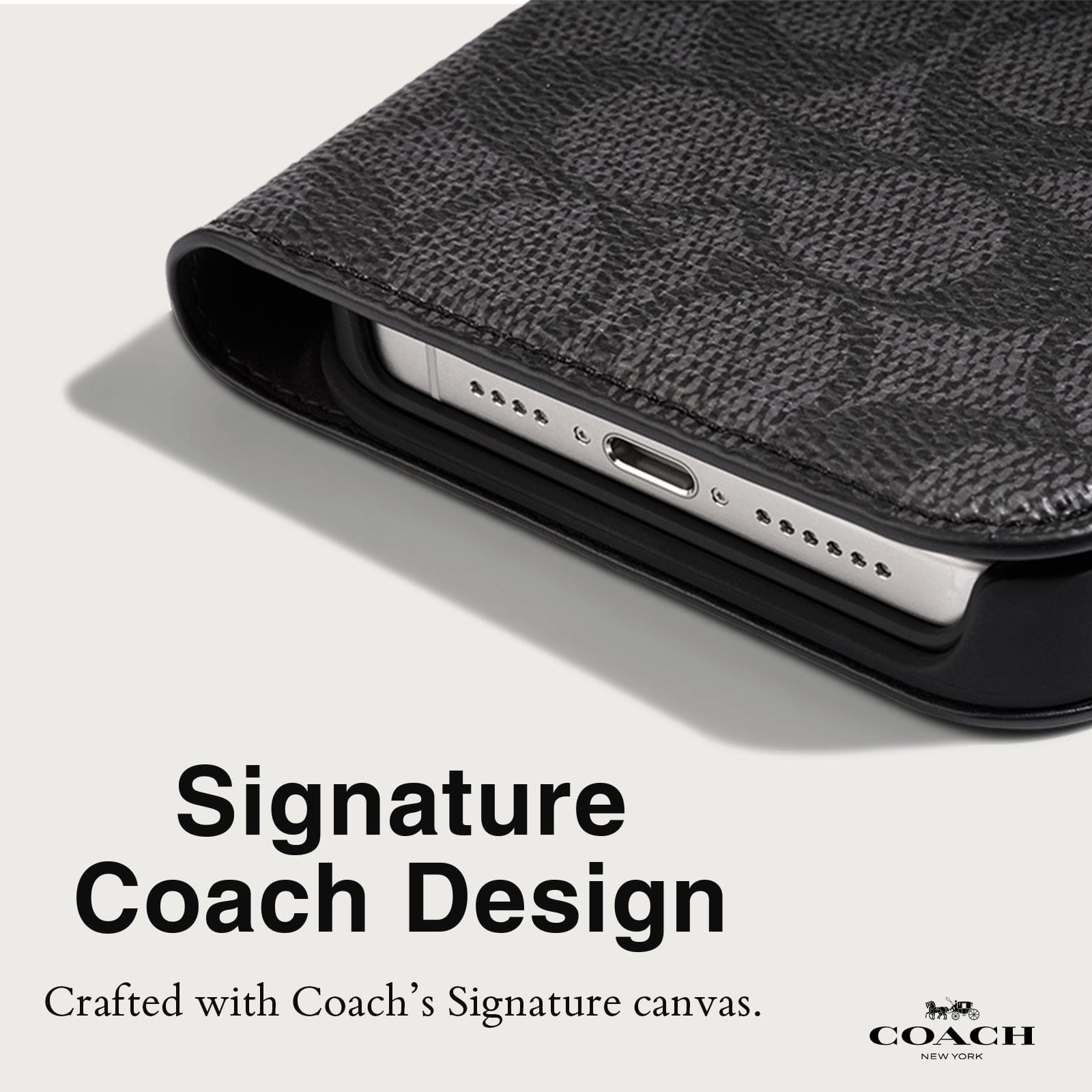 Coach Folio Signature Charcoal - iPhone 15 Plus