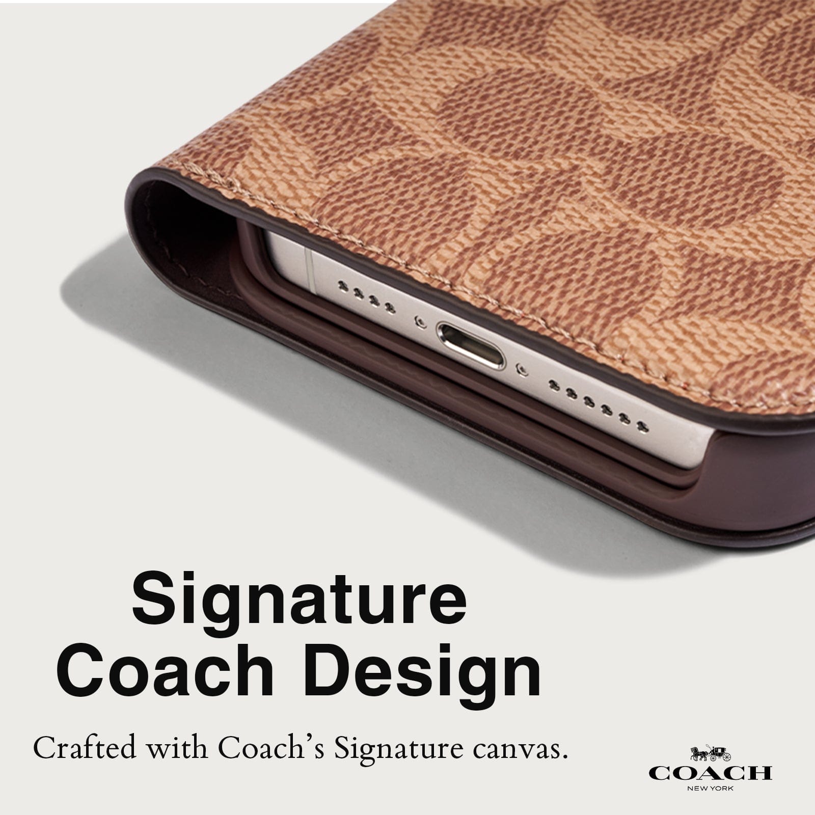 Coach Folio Signature Tan - iPhone 15 Pro