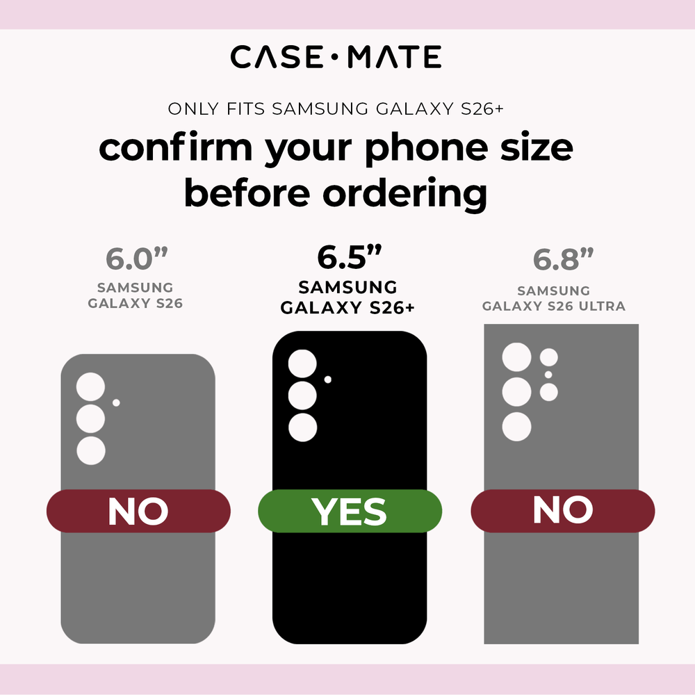 Only fits samsung galaxy S26+, confirm your phone size before ordering, 6.5" Samsung Galaxy S26+