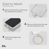 Easy to attach. Slide attachment card through the charging point. Place your phone into the case over the attachment card. Attach the bangle chain and enjoy! #color_beige