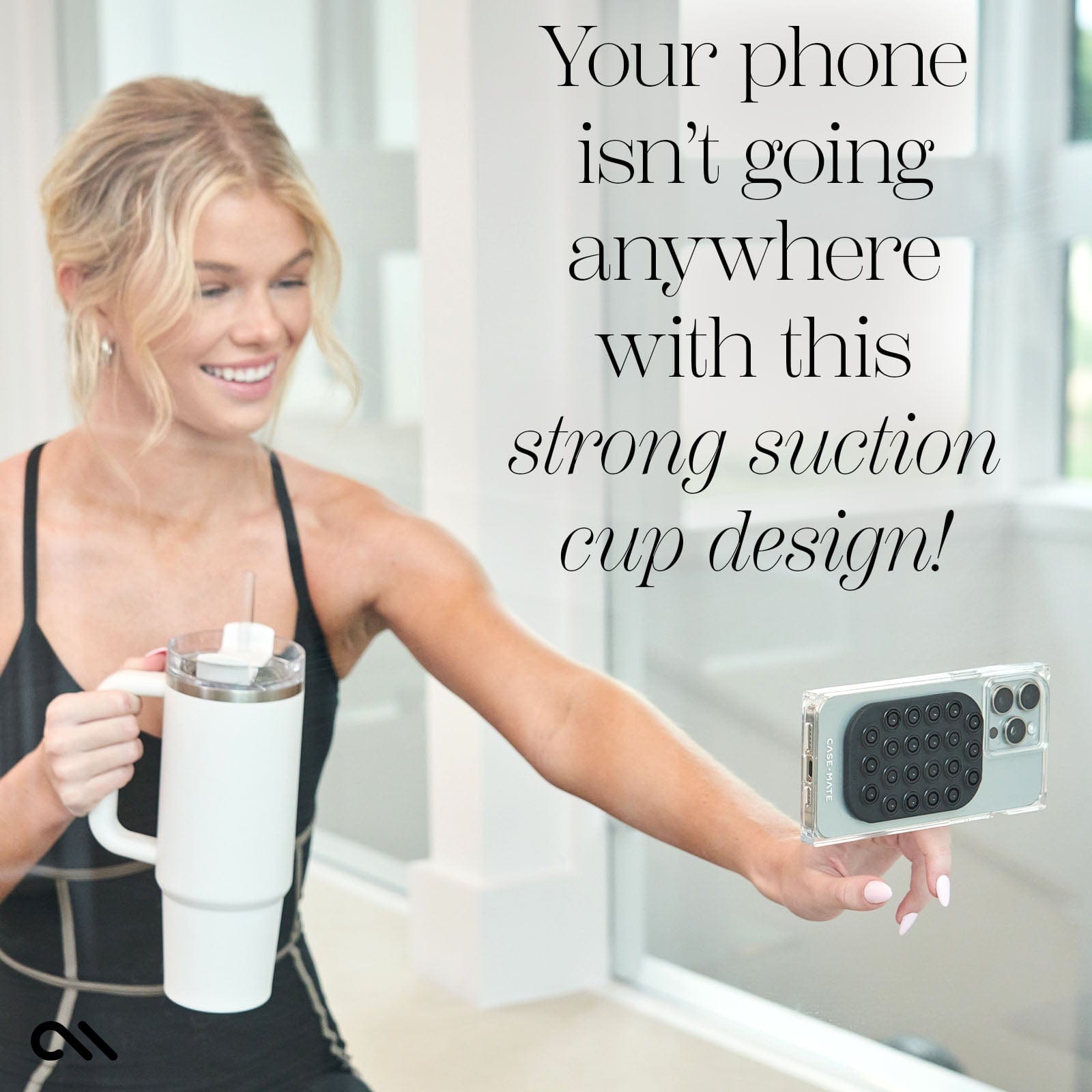 YOUR PHONE ISN'T GOING ANYWHERE WITH THIS STRONG SUCTION CUP DESIGN'