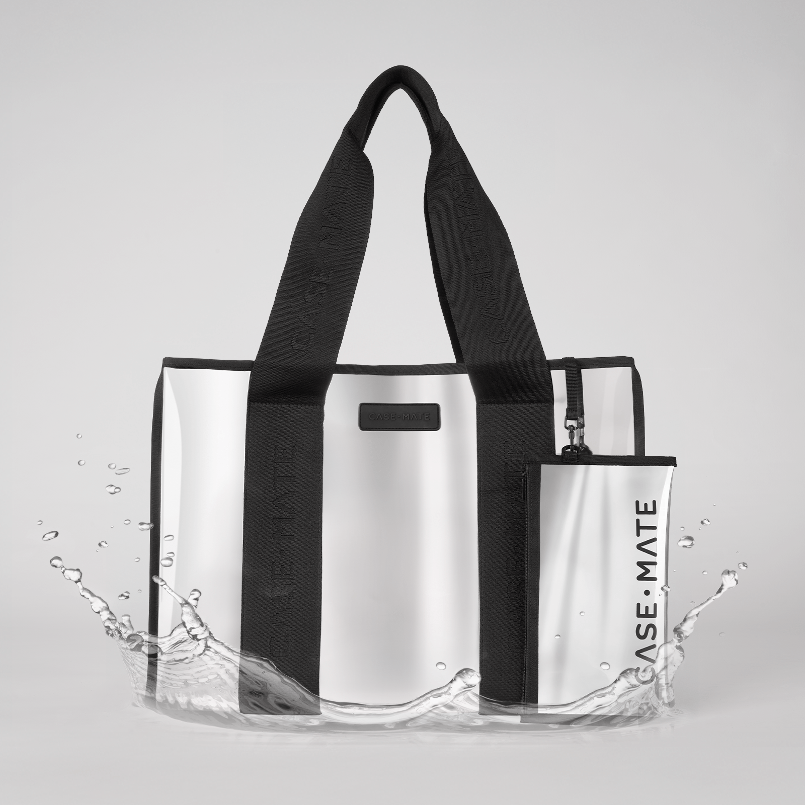 Silver Chrome Beach Tote With Phone Pouch