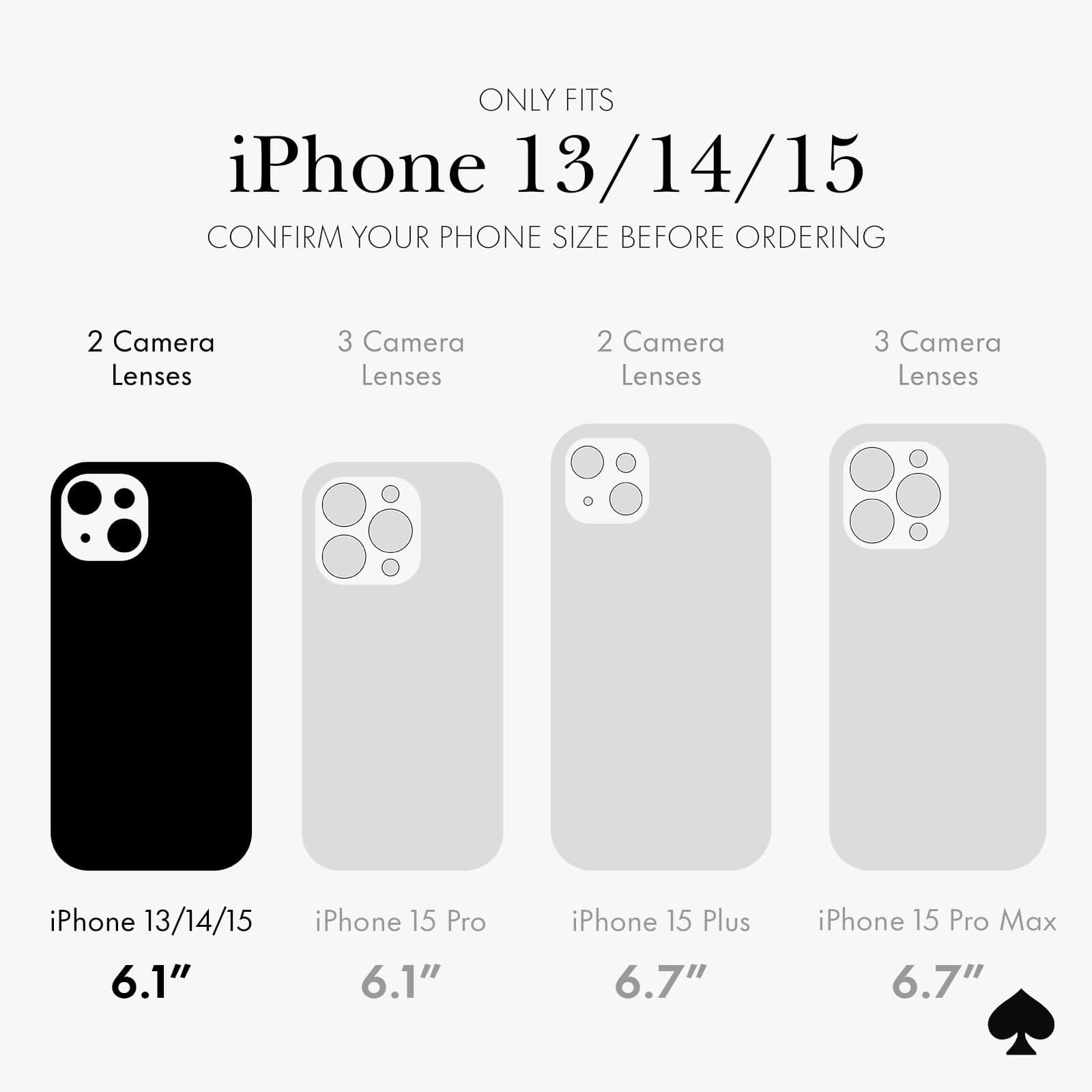 ONLY FITS IPHONE 13/ 14/ 15. CONFIRM YOUR PHONE SIZE BEFORE ORDERING