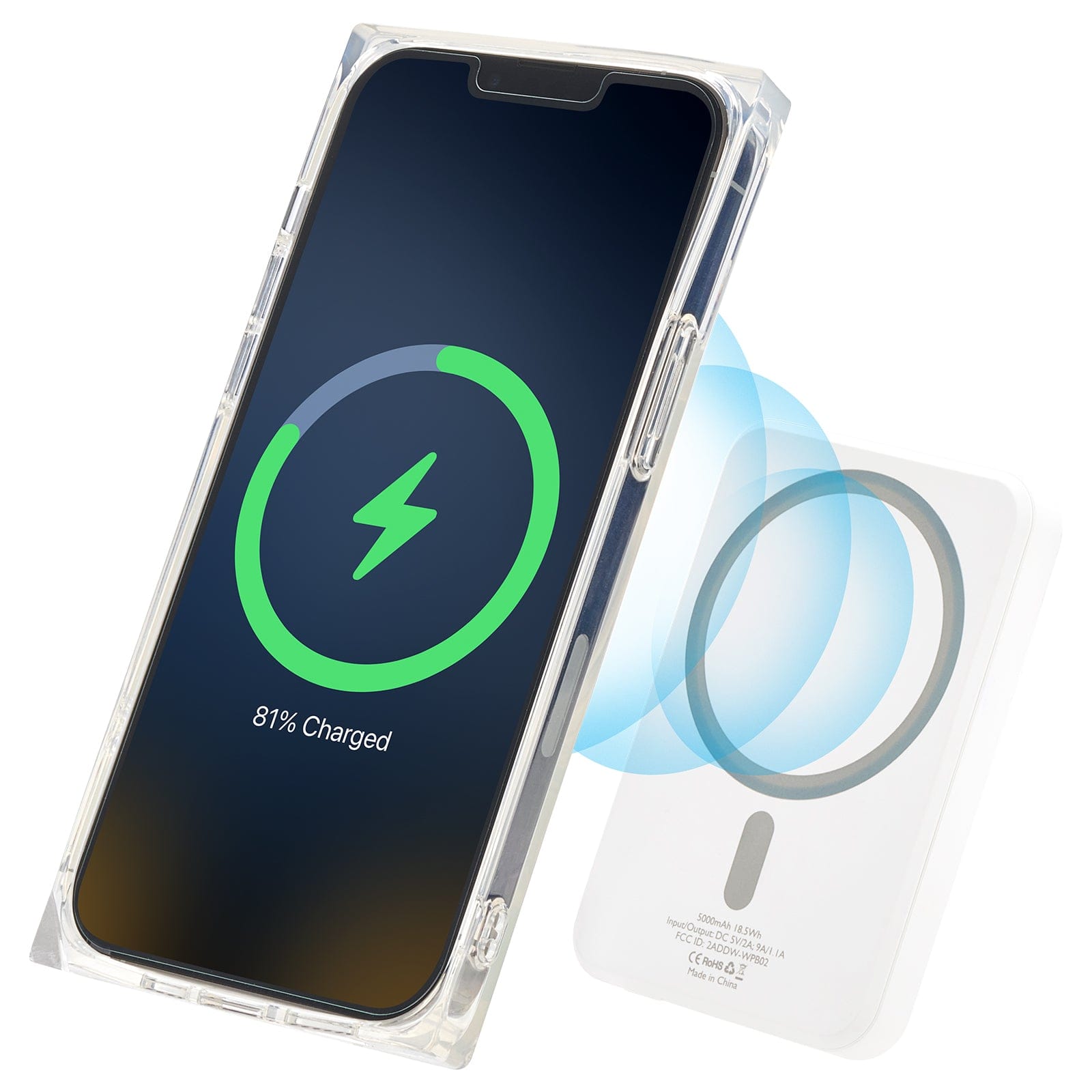 Magnetically attached to your phone while charging it.