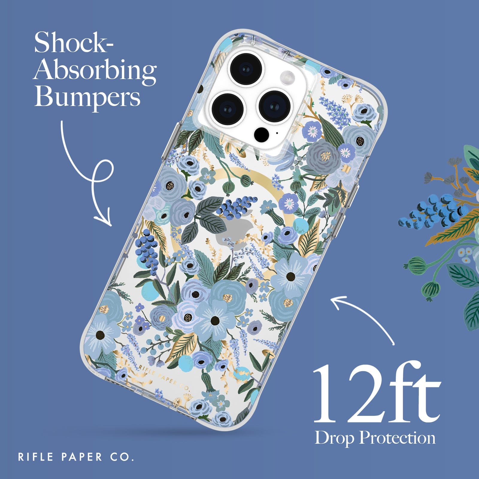 CM iPhone 15 Series Phone Case Rifle Paper Co. Garden Party Blue