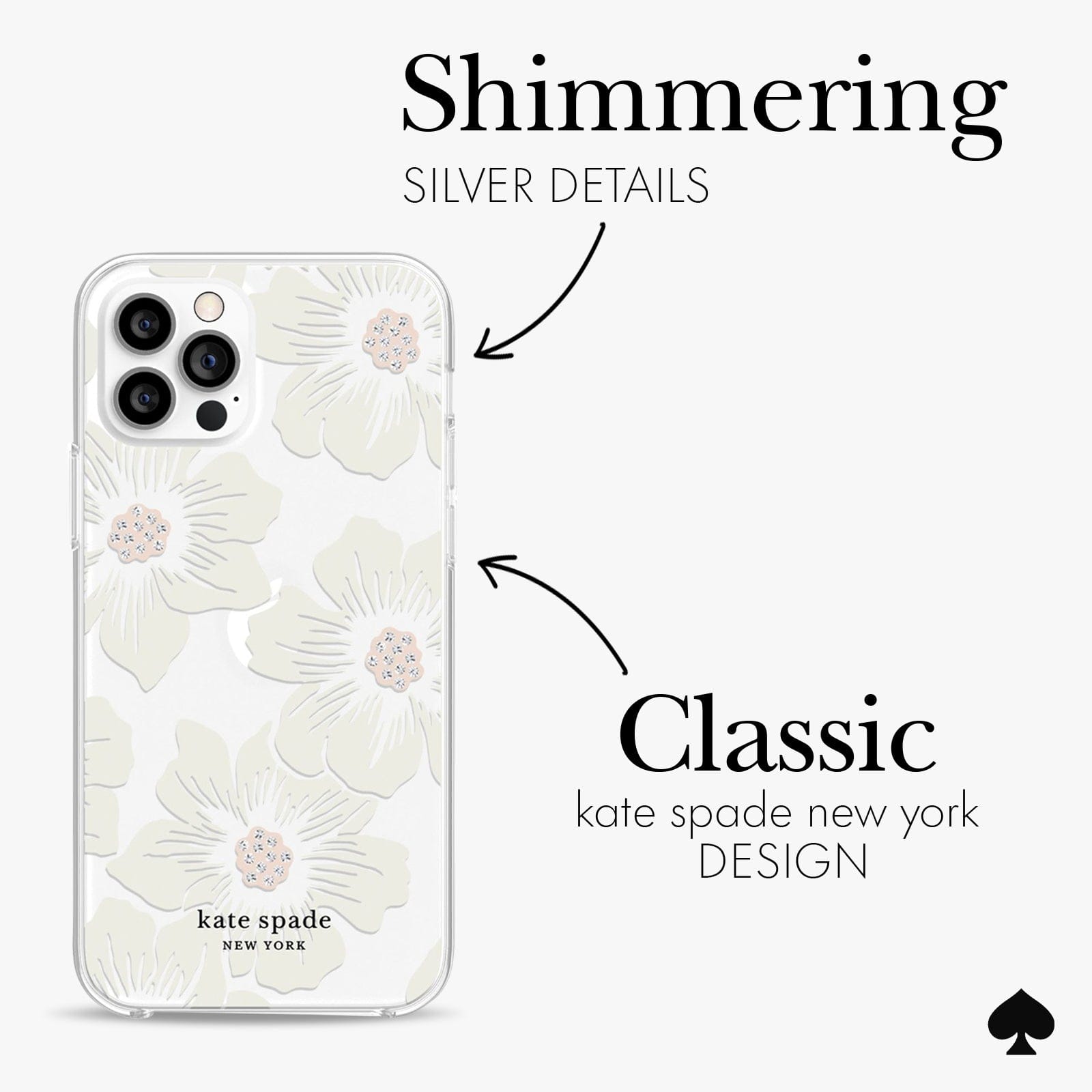 SHIMMERING SILVER DETAILS. SIGNATURE KATE SPADE NEW YORK DESIGN