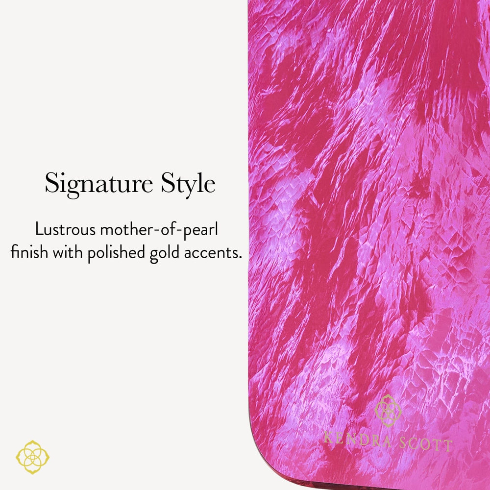 Signature Style, Lustrous mother-of-pearl finish with polished gold accents.
