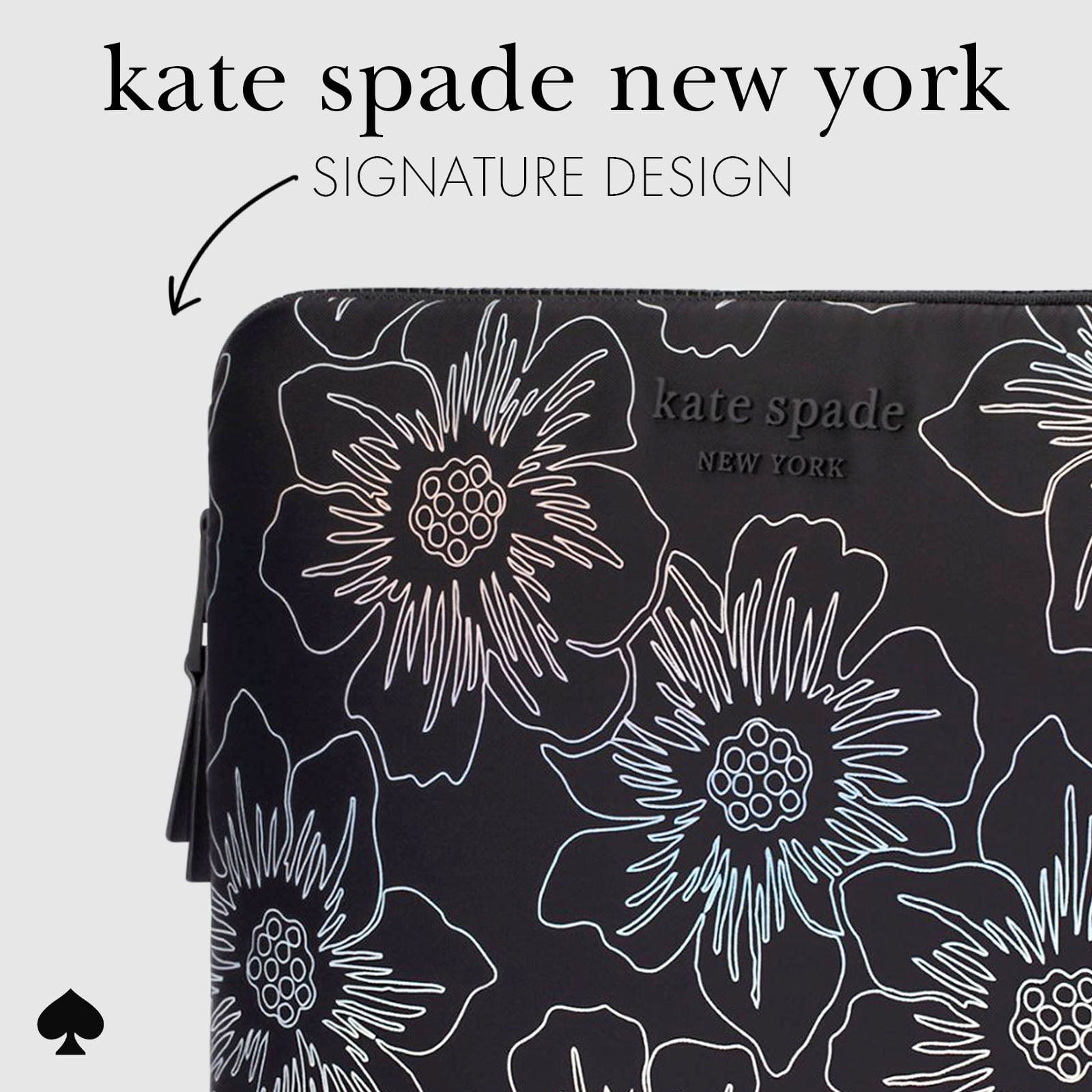 Kate Spade New York Puffer Sleeve for Up to 16 Laptop Hollyhock Iridescent Black