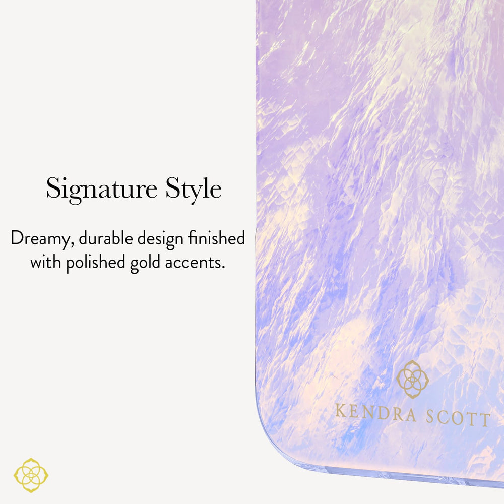 Signature Kendra Scott Style: Dreamy, durable design finished with polished gold accents. 
#color_blue pearl