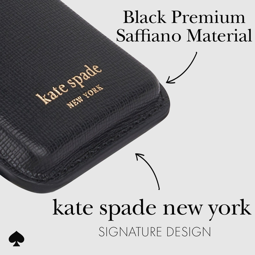 BLACK PREMIUM SAFFIANO MATERIAL. KATE SPADE NEW YORK SIGNATURE DESIGN