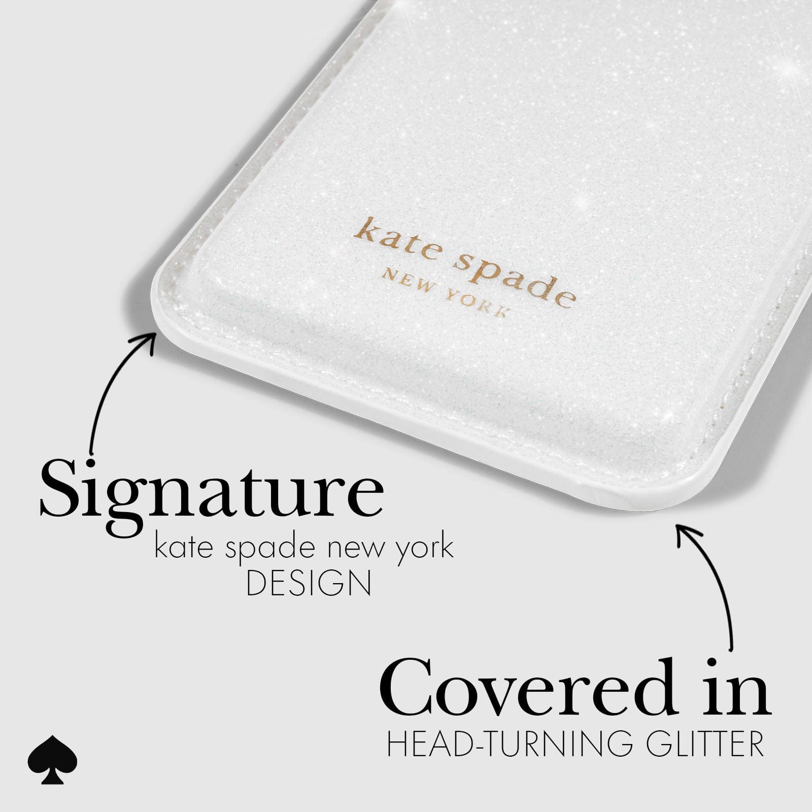 SIGNATURE KATE SPADE NEW YORK DESIGN. COVERED IN HEAD TURNING GLITTER