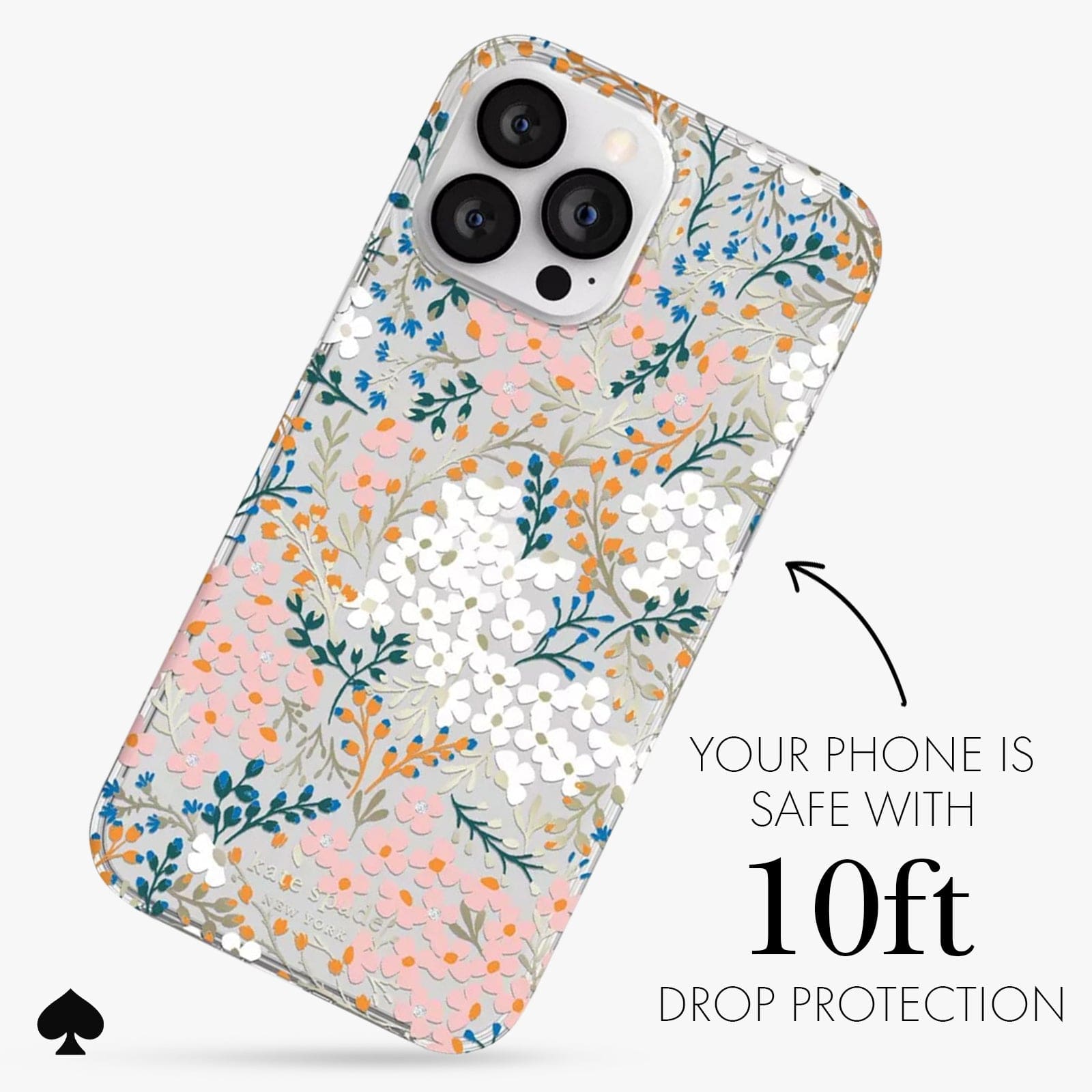 雪の豪奢 iPhone - Rose Floral Multi york new spade kate 13 Max Pro iPhoneアクセサリー