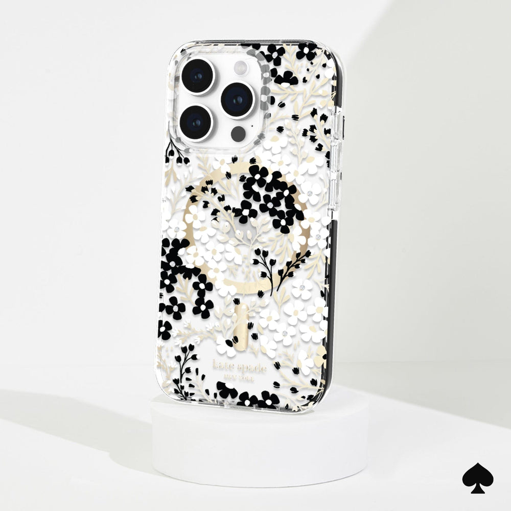 kate spade Tough Multi Floral Black and White - iPhone 15 Pro