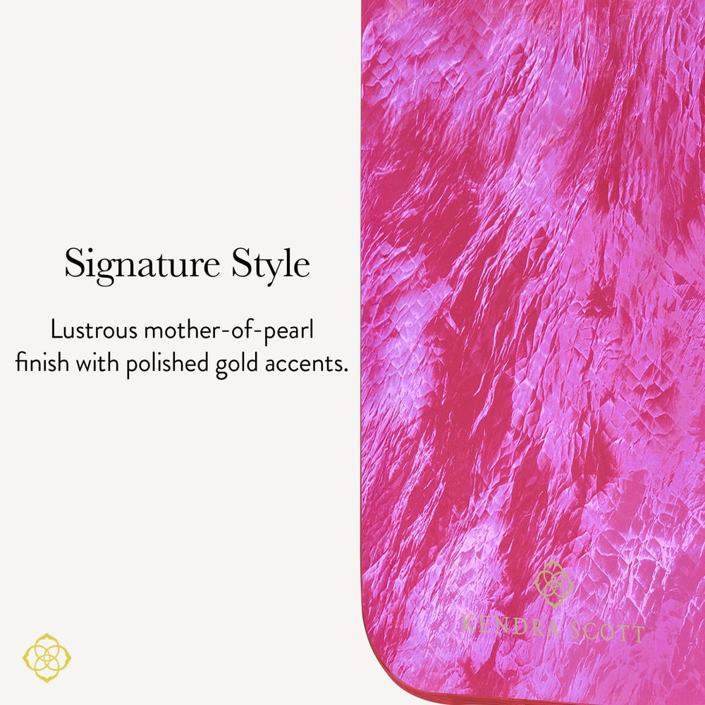 Signature Style, Lustrous mother-of-pearl finish with polished gold accents.
