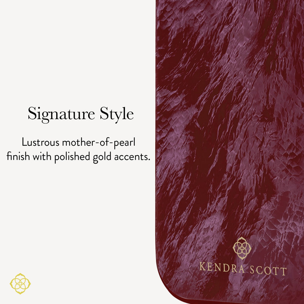 Signature Style, Lustrous mother-of-pearl finish with polished gold accents 