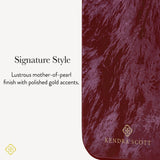 Signature Style, Lustrous mother-of-pearl finish with polished gold accents 