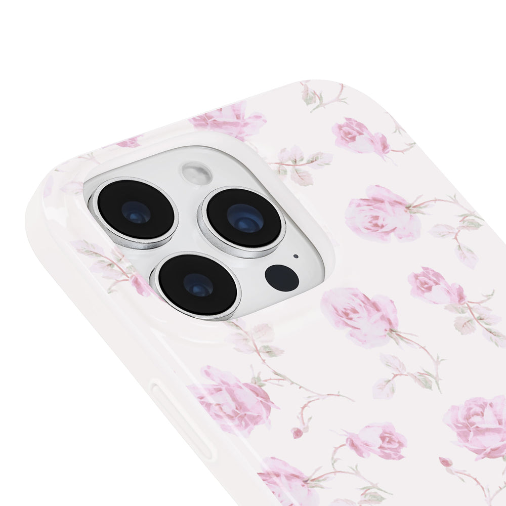 Floral phone case with pink flowers on a white background 