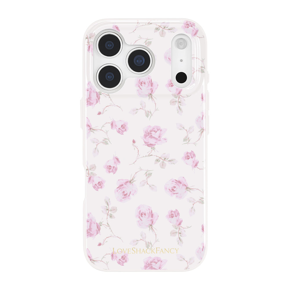 Floral phone case with pink flowers on a white background