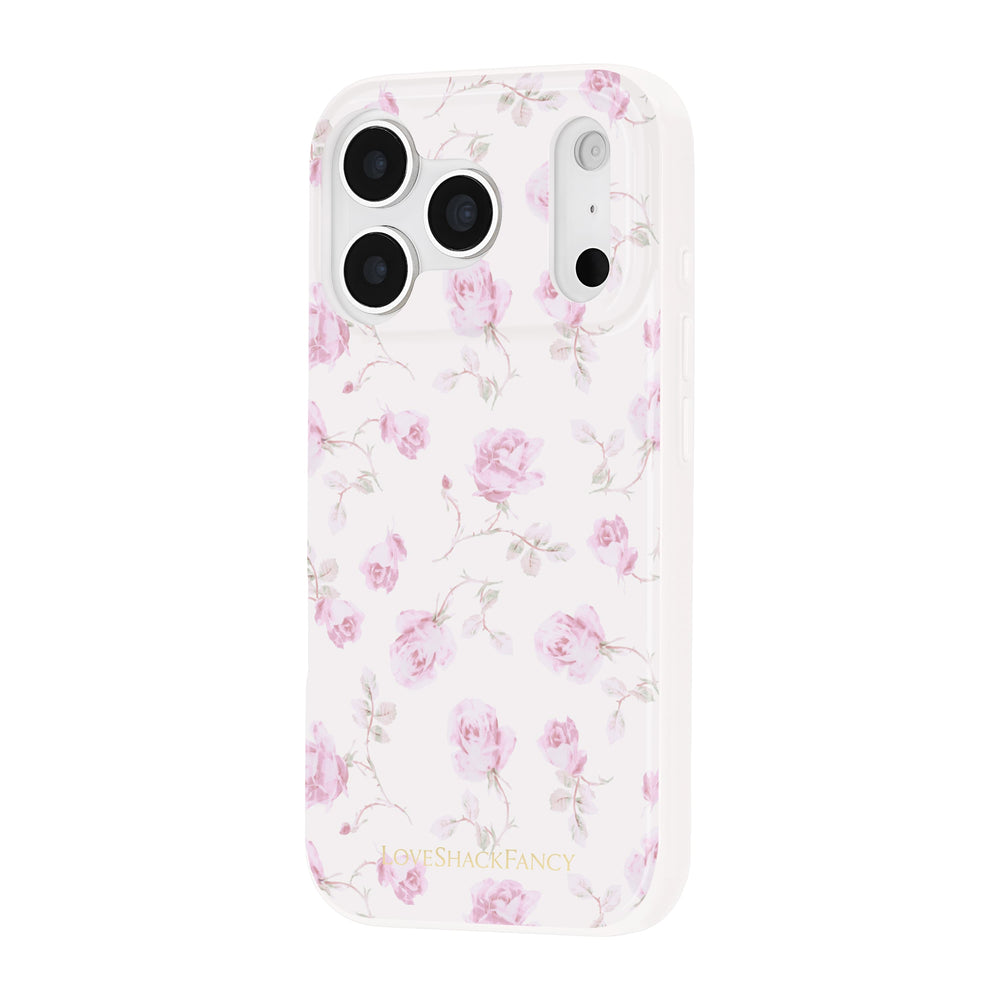 Floral phone case with pink flowers on a white background