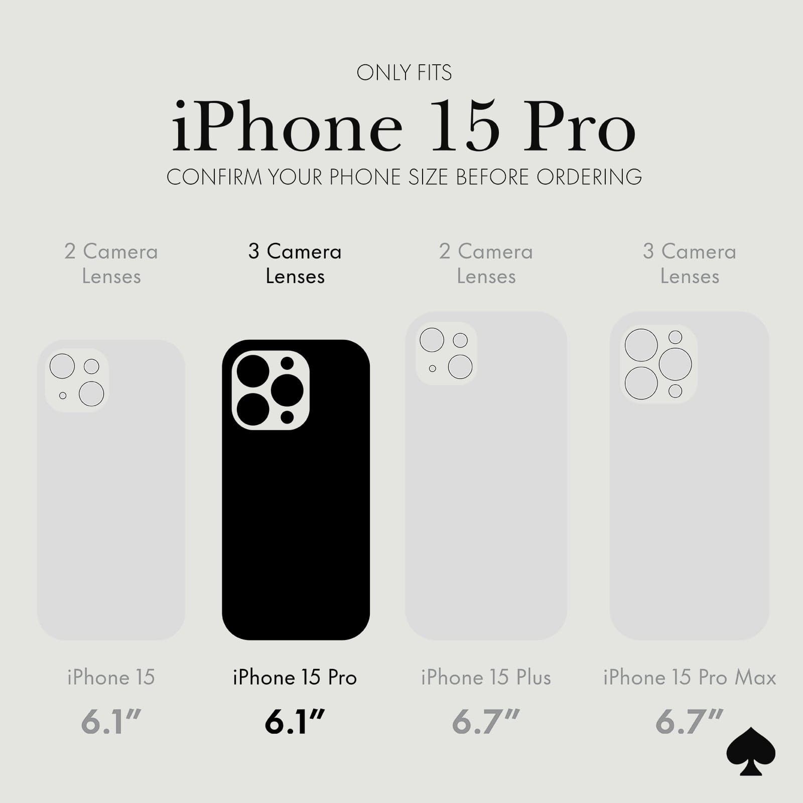 ONLY FITS IPHONE 15 PRO. CONFIRM YOUR PHONE SIZE BEFORE ORDERING'